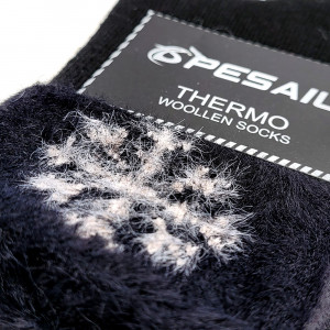 Sosete Calduroase din Lana de Oaie Model 'Happy Snowflakes' Black