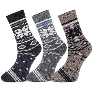 Șosete din Lână de Alpaca Set 3 Perechi - Model 'Folklore Threads' - Căldură și Confort