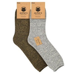Set 2 perechi șosete groase din lână de alpaca Alpaca Peak Dusk (verde măslină și gri deschis) pe Obsesiv.ro.
