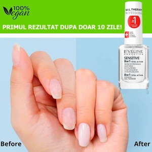 Tratament Profesional 8 in 1 Total Action Sensitive, Regenerare Instant si Intaritor Unghii