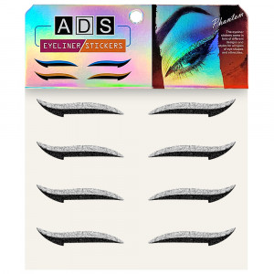 Autocolante Reutilizabile Machiaj Ochi Eyeliner Forma Cat Eye Silver, 4 Perechi