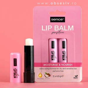 Balsam de Buze 2 Buc. Sence Sensitive - Pentru buze Uscate si Sensibile, Fără Parfum