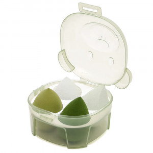 Bureti Machiaj Beautyblender Set 4 Buc. cu Suport si Cutie in Formă de Ursuleț, Olives