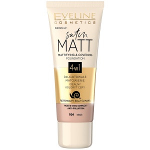 Fond de Ten Matifiant cu Efect de Acoperire Satin Matt 104 Beige - Eveline Cosmetics