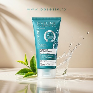 Gel Purificare 3în1 Eveline Facemed+ cu Arbore de Ceai - Prospețime și Detoxifiere Naturală.