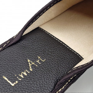 Papuci de Casa din Piele Marca Lim Art Model 'Luxury Life' Dark Brown