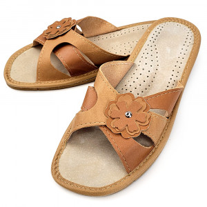 Papuci de Casa din Piele Marca Tylbut Model 'Casia' Cream
