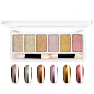 Pigment Solid Unghii Aurora Holografic Set 6 Culori 