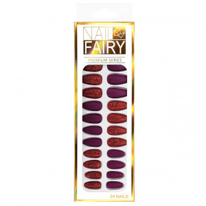 Set 24 Unghii False Reutilizabile cu Manichiura Instant Culoare Mov | Rosu