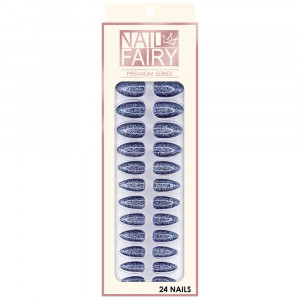 Set 24 Unghii Reutilizabile cu Manichiura Instant, Forma Migdala, Galaxy Shine