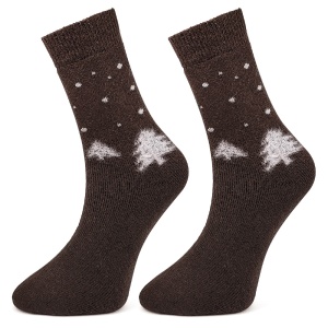 Sosete Groase de Iarnă Set 2 Perechi Model 'Winter Beauty' Brown | Confort Termic și Eleganță