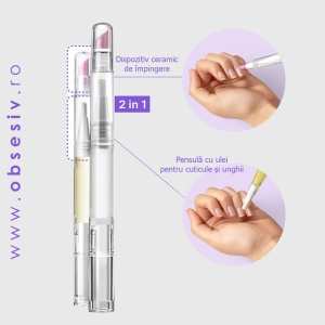 Ulei de Cuticule Creion 2 în 1 cu Dispozitiv Ceramic de Împingere | Hidratare, Îngrijire și Perfecțiune