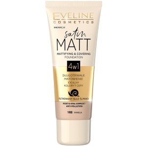 Fond de Ten Matifiant cu Efect de Acoperire Satin Matt 102 Vanilla - Eveline Cosmetics