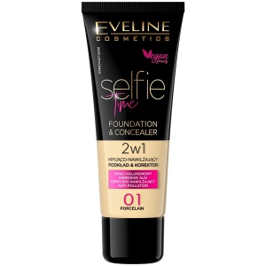 Fond de Ten si Corector Vegan Selfie Time No 01 Porcelain, Eveline Cosmetics