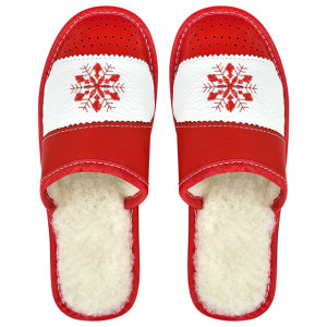 Papuci de Casa din Piele Imblaniti cu Lana Marca Tylbut Model 'Winter Gifts'