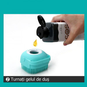 Perie de Dus din Silicon cu Dozator pentru Sampon, Culoare Galben