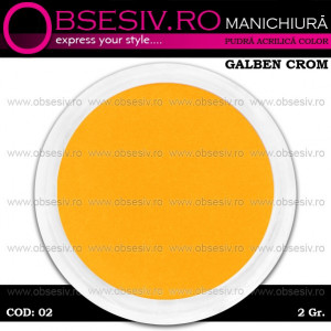 Pudra Acrilica Color Galben Crom, Cod 02 - Img 2
