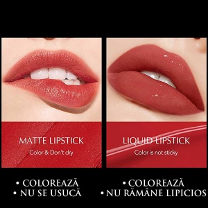 Ruj Mat și Lichid 2 în 1 O'Cheal Rose Gold - Coral Peach 06 - Hidratare, Culoare Intensă, Lungă Durată. Aplicator ruj lichid. Buze cu finisaje mat si natural.