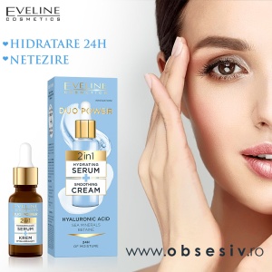Ser Hidratant și Crema Netezire 2in1 Eveline Duo Power - Hidratare 24h, Netezire