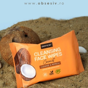 Șervețele Demachiante Sence cu Nucă de Cocos - Hidratare și Curățare Micelară, Formula Vegană, 20 Bucăți