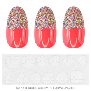 Set 12 Unghii Reutilizabile cu Manichiura Instant 'Salon Quality', Culoare Roz Fucsia