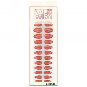 Set 24 Unghii False Reutilizabile cu Manichiura Instant, Culoare Roz cu Sclipici