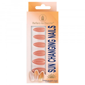 Set 24 Unghii Termocrome Reutilizabile cu Manichiura Instant, Orange