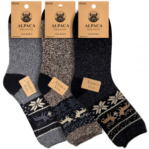 Șosete Călduroase și Moi din Lână de Alpaca Set 3 Perechi Model 'Winter Tradition' No.04
