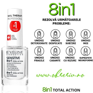 Tratament Profesional 8 in 1 Total Action Sensitive, Regenerare Instant si Intaritor Unghii