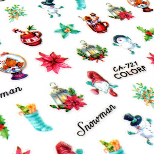 Abtibilde Unghii Culoare Multicolor Model 'Snowman' No. CA-721