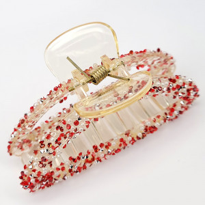 Clema de Par cu Pietricele si Perluțe Model 'Sparkle' Red