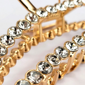 Clema de Par Metalica cu Pietre Forma Diamant Model 'Semicircle Diamond' Culoare Auriu