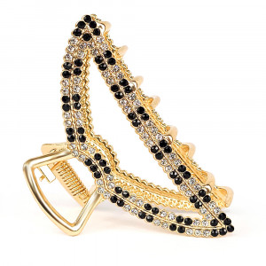 Clema Metalica de Păr cu Strasuri Model 'Gold Domino'