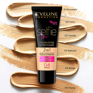 Fond de Ten si Corector Vegan Selfie Time No 02 Ivory Eveline Cosmetics