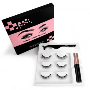 Gene Magnetice B Set 3 Perechi cu Prindere in 5 Magneti, Eyeliner Magnetic si Penseta Curbata
