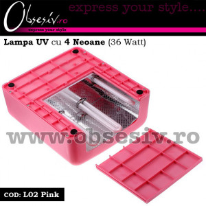 Lampa UV cu 4 Neoane, Ptere 36 Watt, Culoare Roz - Img 3