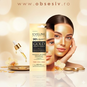 Mască Lifting Anti-Îmbătrânire cu Peptide de Aur și Colagen | Eveline Gold Peptides 3 în 1