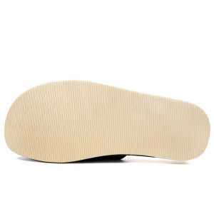 Papuci de Casa din Piele Imblaniti cu Lana Marca Tylbut Model 'Rustic' Black