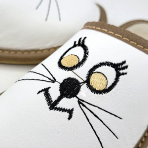 Papuci de Casa din Piele pentru Copii Marca Nowo Model 'Sweet Kitty'