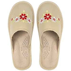 Papuci de Casă din Piele Tylbut Garden Hug Cream - Confort si Eleganță