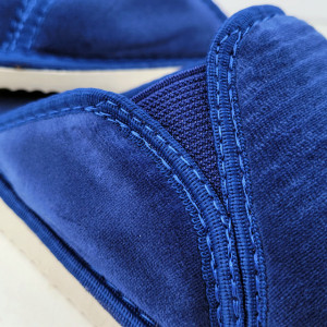 Papuci de Casa din Velur si Bumbac Flausat Marca Nowo Model 'Blue Mood'