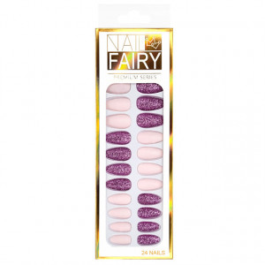 Set 24 Unghii False Reutilizabile cu Manichiura Instant Culoare Roz | Liliac