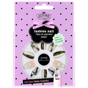 Set 24 Unghii False Reutilizabile cu Manichiura Instant Model 'Marble Texture'