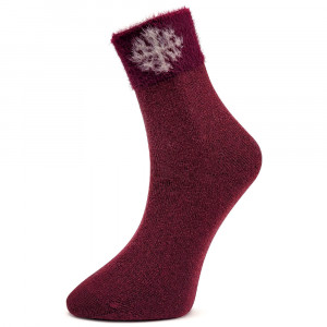 Sosete Calduroase din Lana de Oaie Model 'Happy Snowflakes' Burgundy