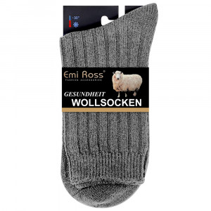 Sosete din Mix de Lână Rezistente la -30°C, 1 Pereche Model 'Man Wool Wave' Light Gray