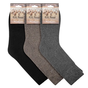 Șosete Groase din Mix de Lână Set 3 Perechi - Model „Classic Warm” - Prezentare șosete cu etichetă.