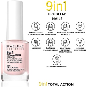 Tratament Profesional 9 in 1 Pentru Unghiile Picioarelor, Eveline Cosmetics, Total Action