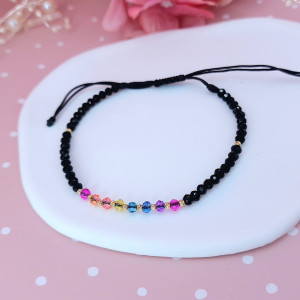 Bratara cu 11 bile din aur 14k si cristale din sticla model Rainbow - Img 3