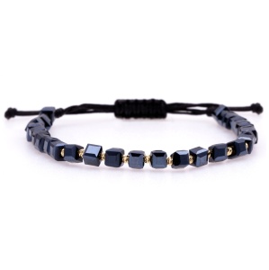 Bratara cu cristale cubice si 10 bilute din aur 14k