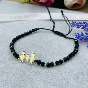 Bratara cu cristale si familia cu 1 copil din aur 14k - Img 2